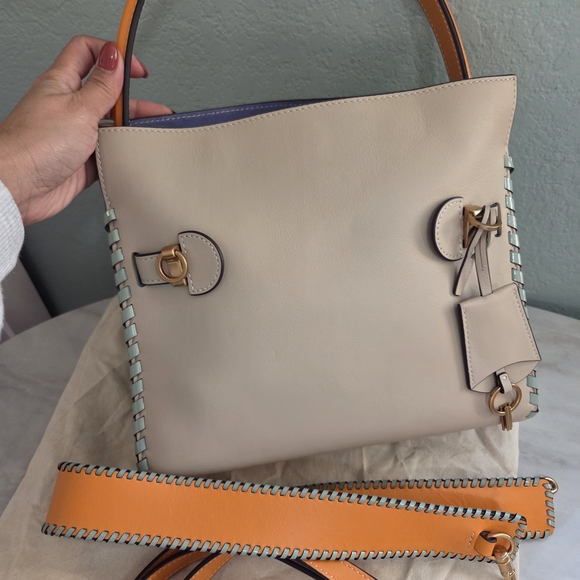 Tory Burch Multicolor Leather and Suede Lee Radziwill Whipstitch Shoulder Bag - Picture 16 of 16